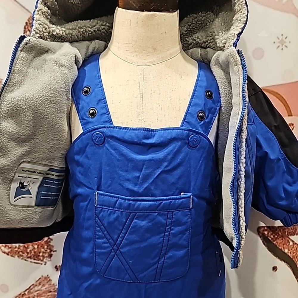 F Columbia 2 Piece Snow Suit Boy's infant Fleece Lined Blue Size 6 Months - Picture 6 of 7
